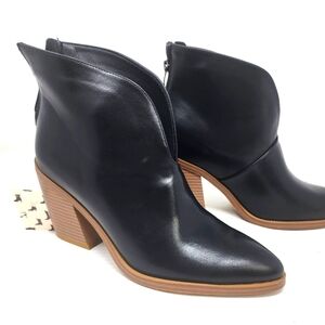 Black Ankle Boots Back Zip Pointed Toe‎